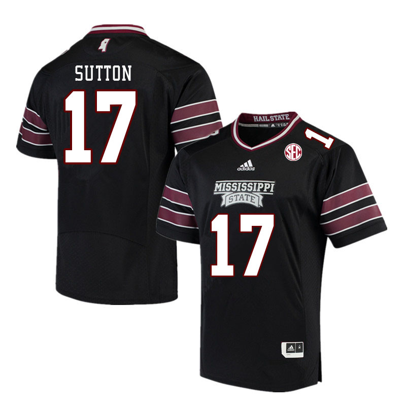 Men #17 Vic Sutton Mississippi State Bulldogs College Football Jerseys Stitched Sale-Black